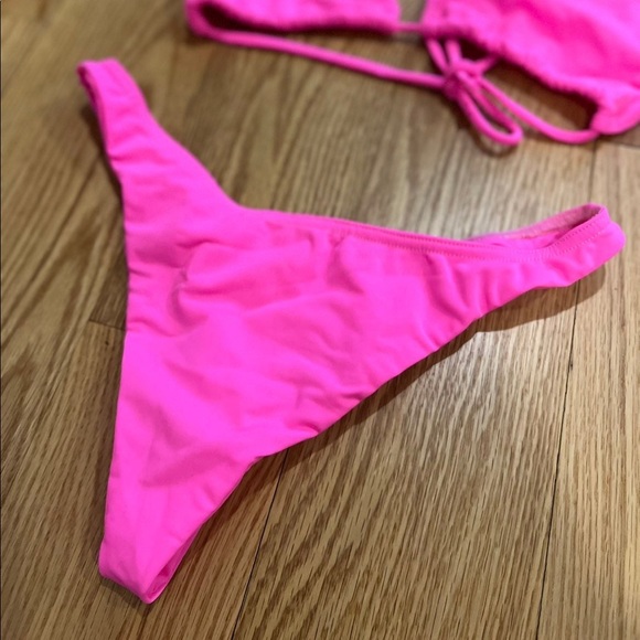 Neon Pink Bikini Triangle Top & Tango Bottom - Picture 3 of 5